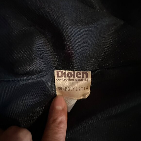 ✨Diolen Size 44/ L US Vintage Multicolor Dress With Ruffle Collar & Long Sleeves - Picture 3 of 9